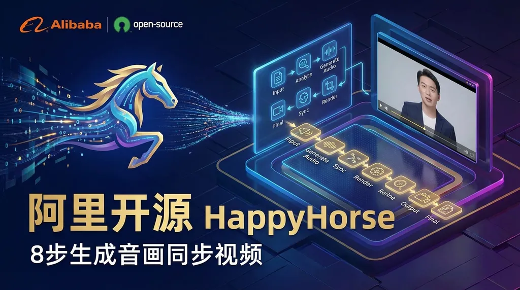 阿里开源HappyHorse:8步生成音画同步视频