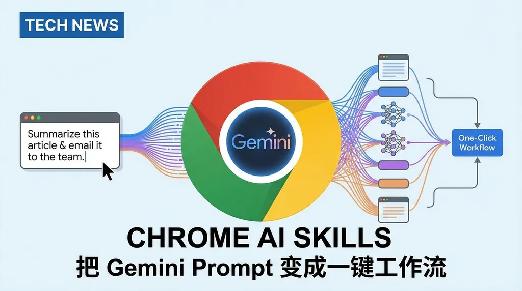 Chrome 推出 AI Skills:把 Gemini Prompt 变成一键工作流