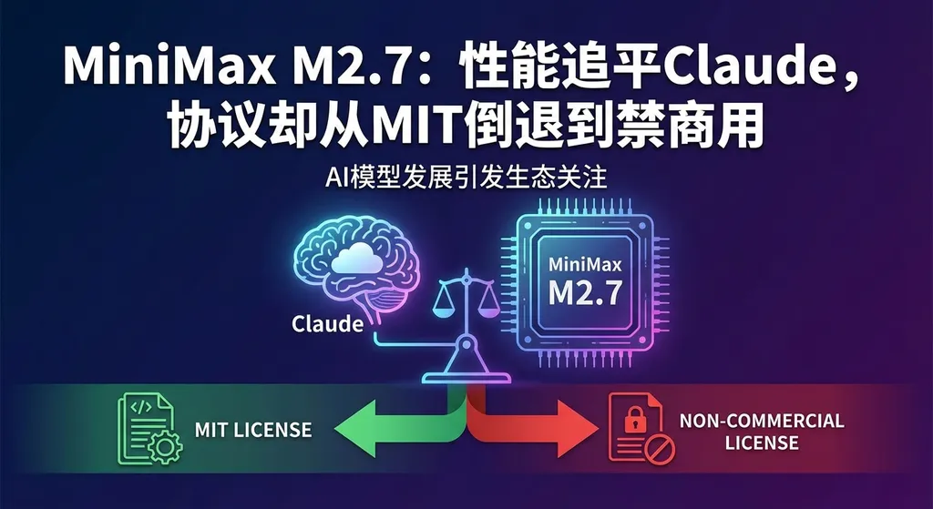 MiniMax M2.7:性能追平Claude,协议却从MIT倒退到禁商用