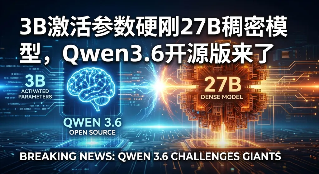 3B激活参数硬刚27B稠密模型,Qwen3.6开源版来了