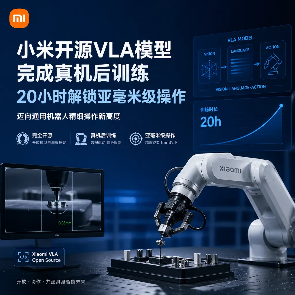 小米开源VLA模型完成真机后训练,20小时解锁亚毫米级操作
