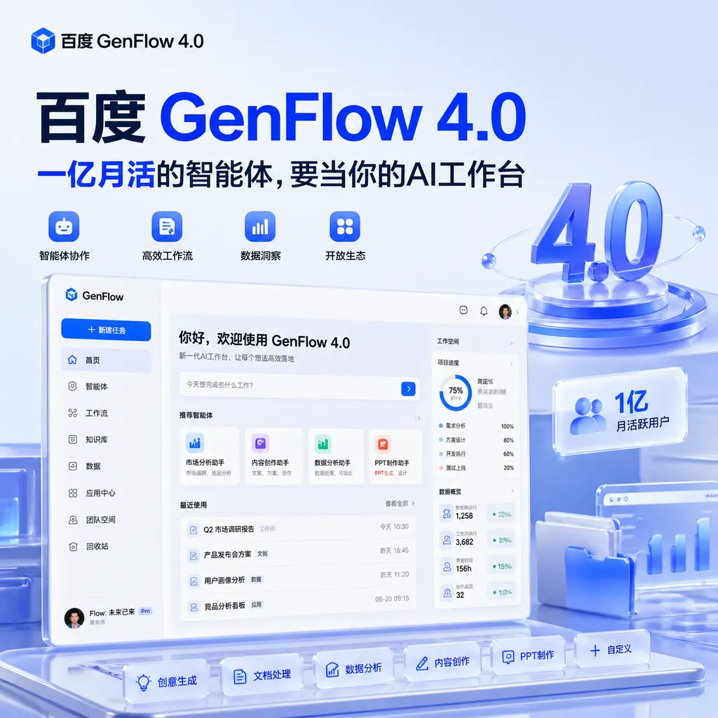 百度GenFlow 4.0:一亿月活的智能体,要当你的AI工作台