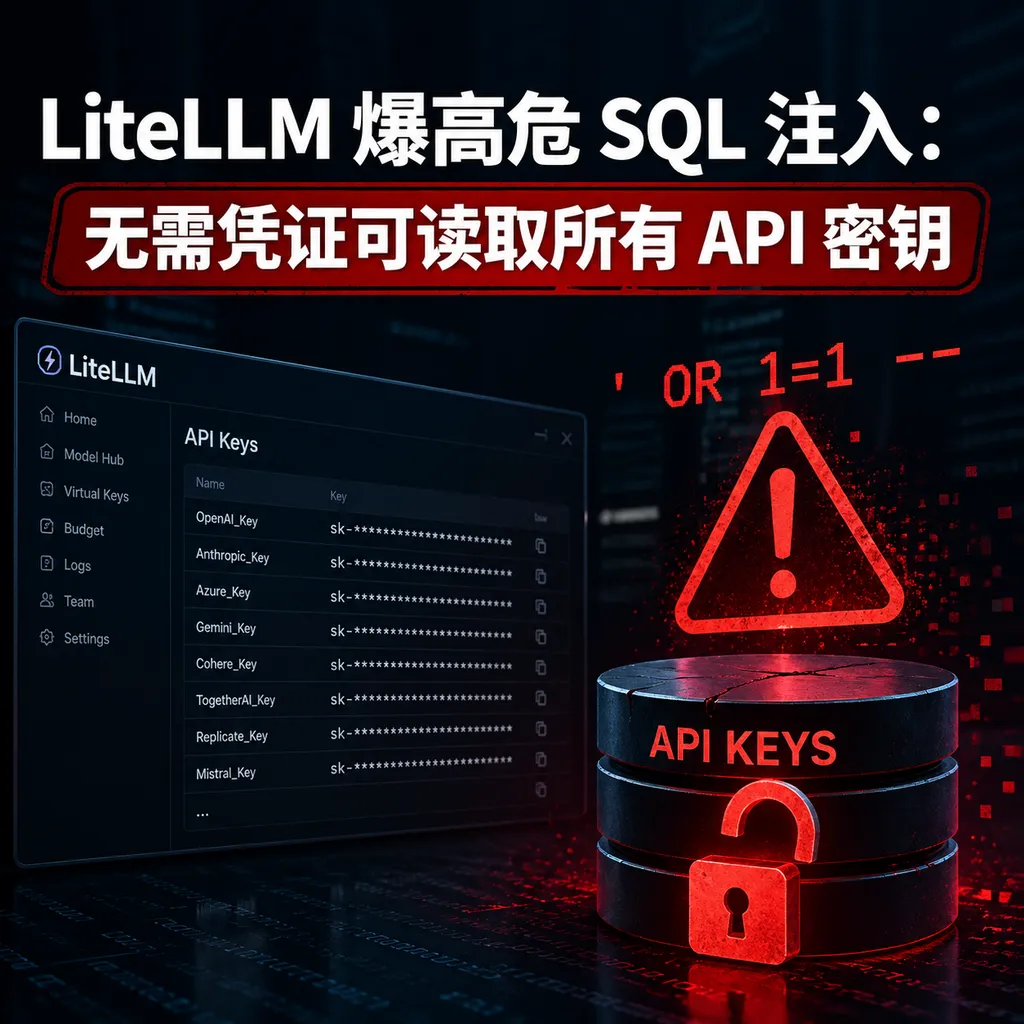 LiteLLM 爆高危 SQL 注入:无需凭证可读取所有 API 密钥