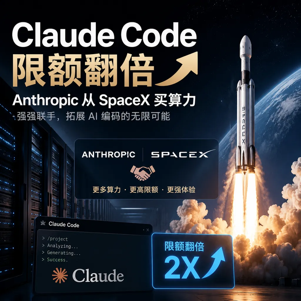 Claude Code 限额翻倍:Anthropic 从 SpaceX 买算力