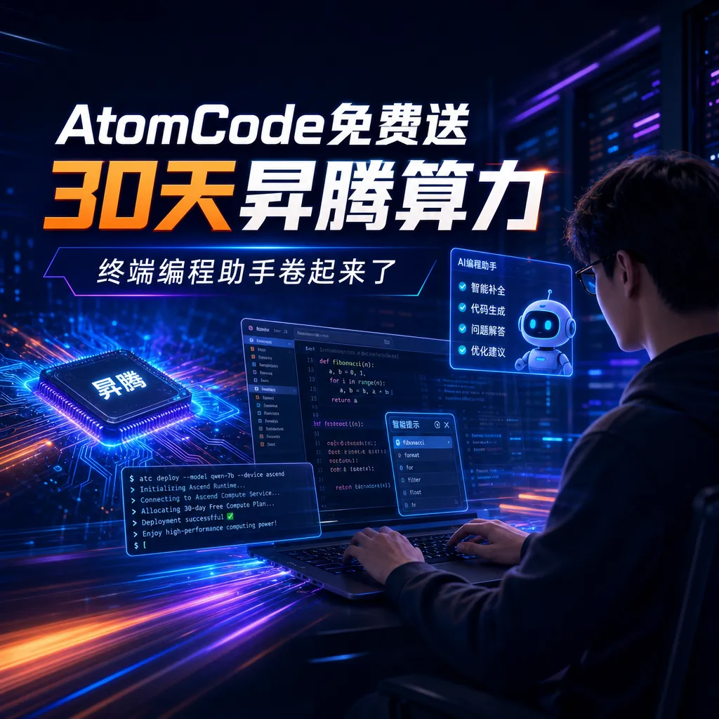 AtomCode免费送30天昇腾算力,终端编程助手卷起来了