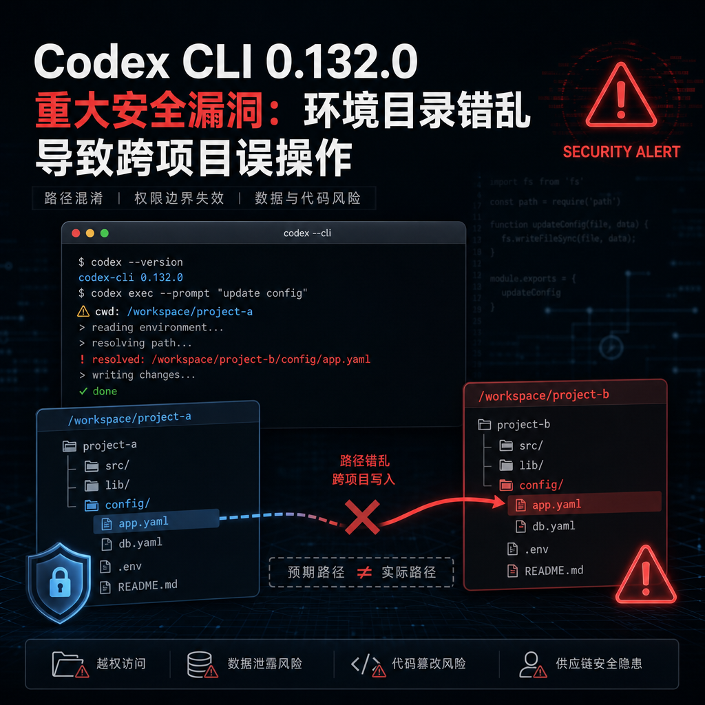 Codex CLI 0.132.0 重大安全漏洞：环境目录错乱导致跨项目误操作