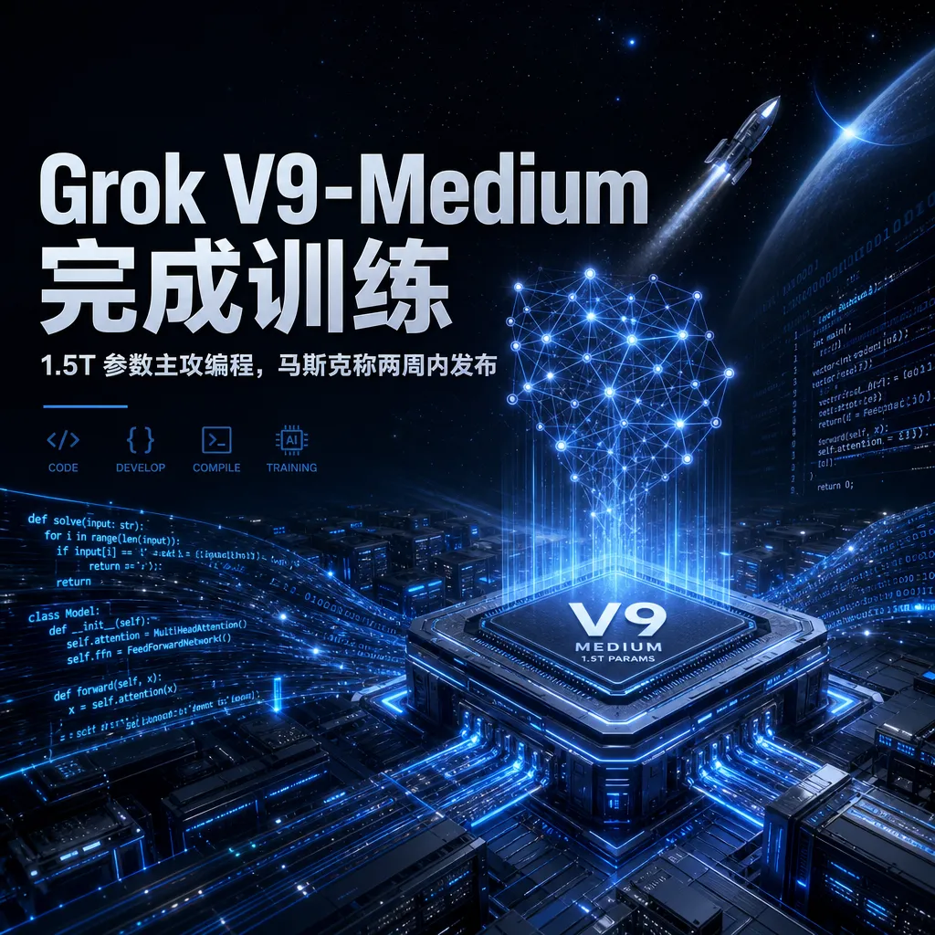 Grok V9-Medium 完成训练:1.5T 参数主攻编程,马斯克称两周内发布