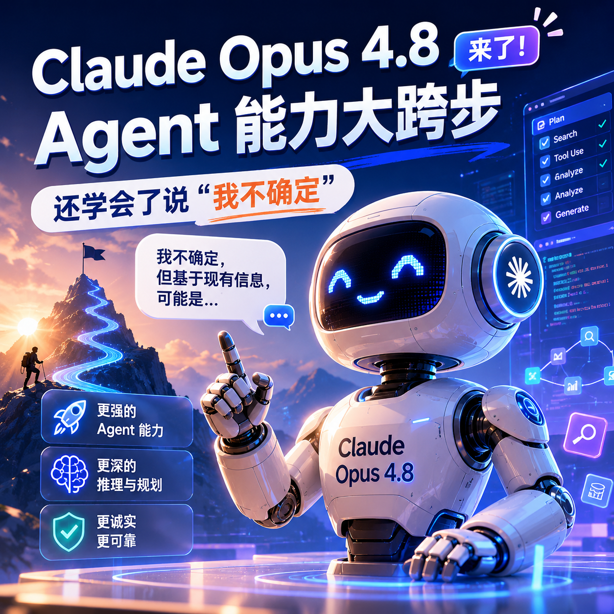 Claude Opus 4.8 来了:Agent 能力大跨步,还学会了说"我不确定"