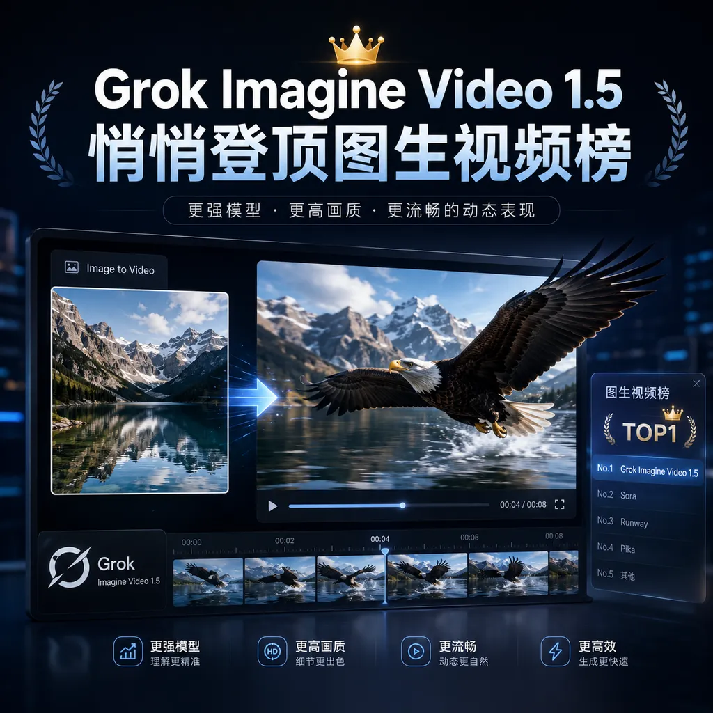 Grok Imagine Video 1.5 悄悄登顶图生视频榜
