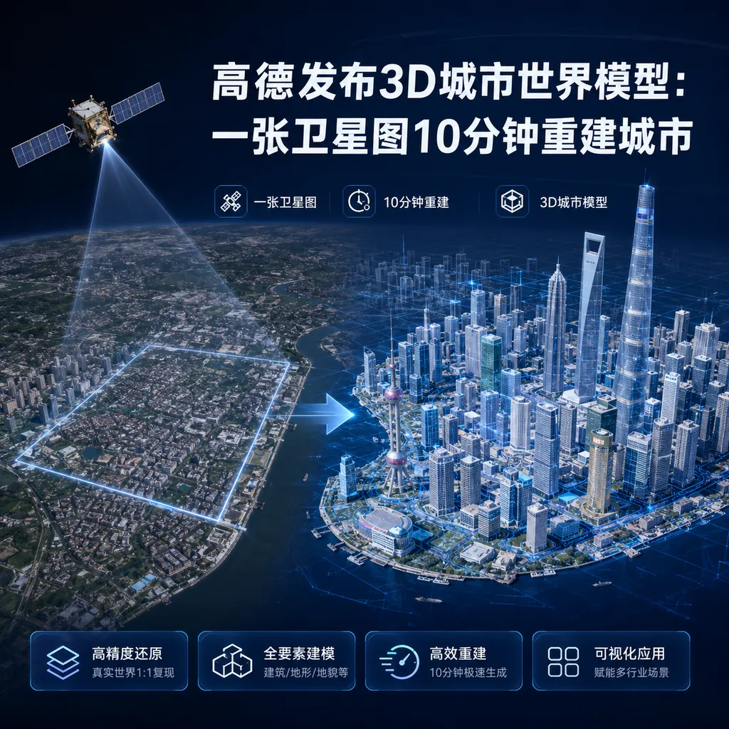 高德发布3D城市世界模型:一张卫星图10分钟重建城市