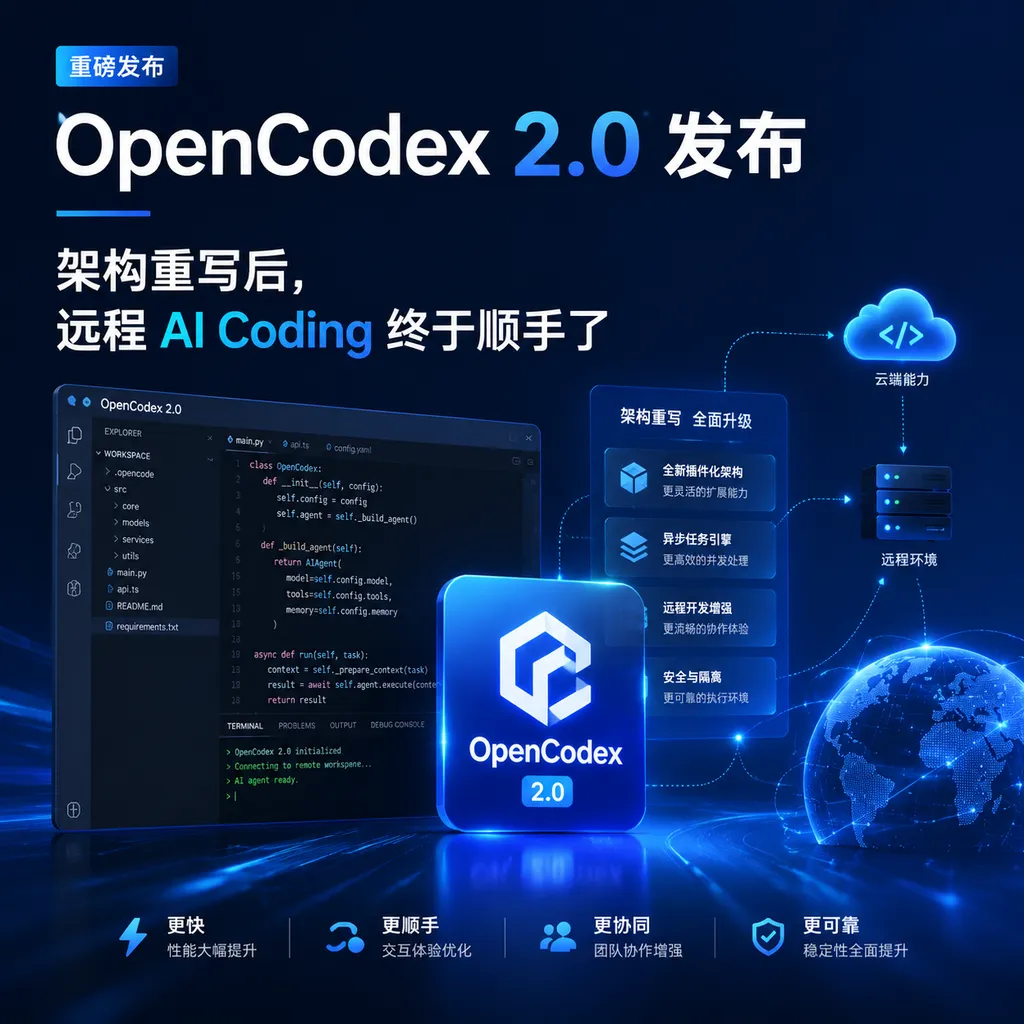 OpenCodex 2.0 发布:架构重写后,远程 AI Coding 终于顺手了