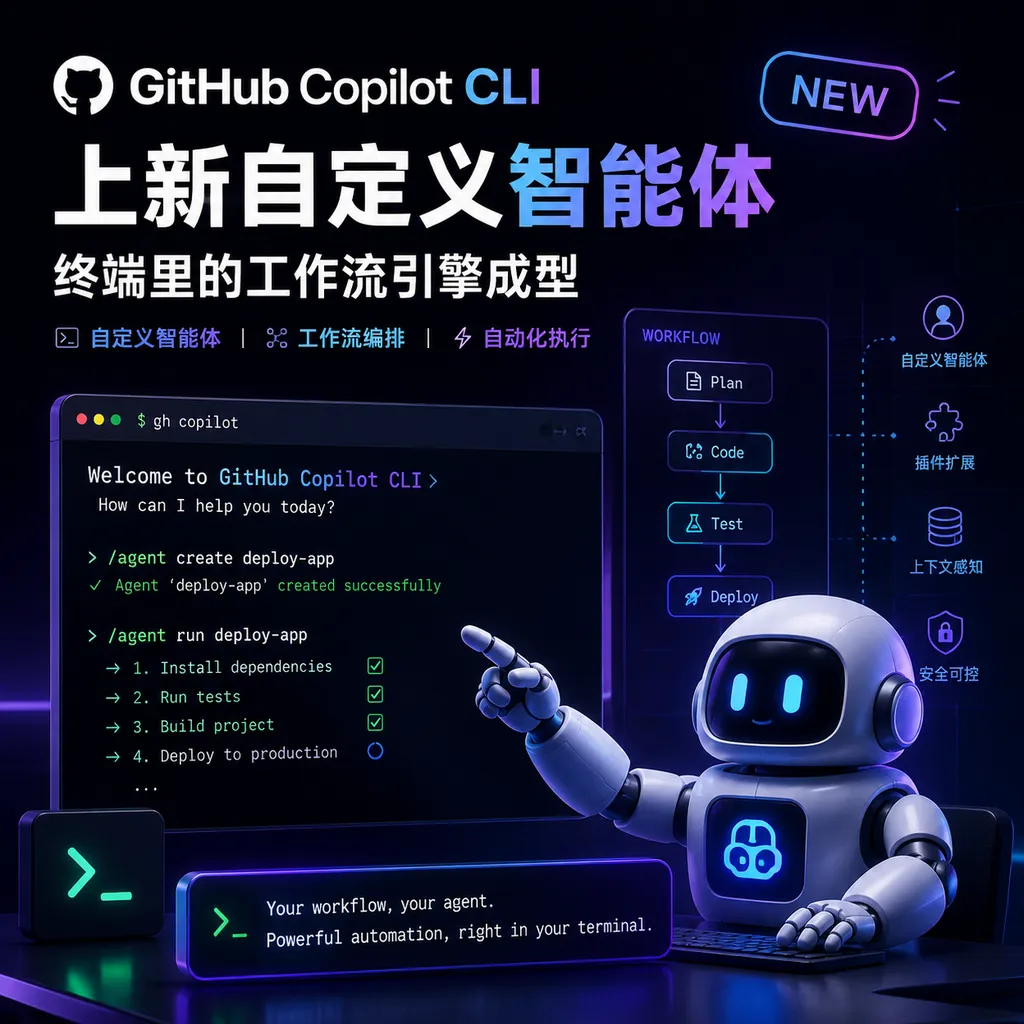 GitHub Copilot CLI 上新自定义智能体:终端里的工作流引擎成型