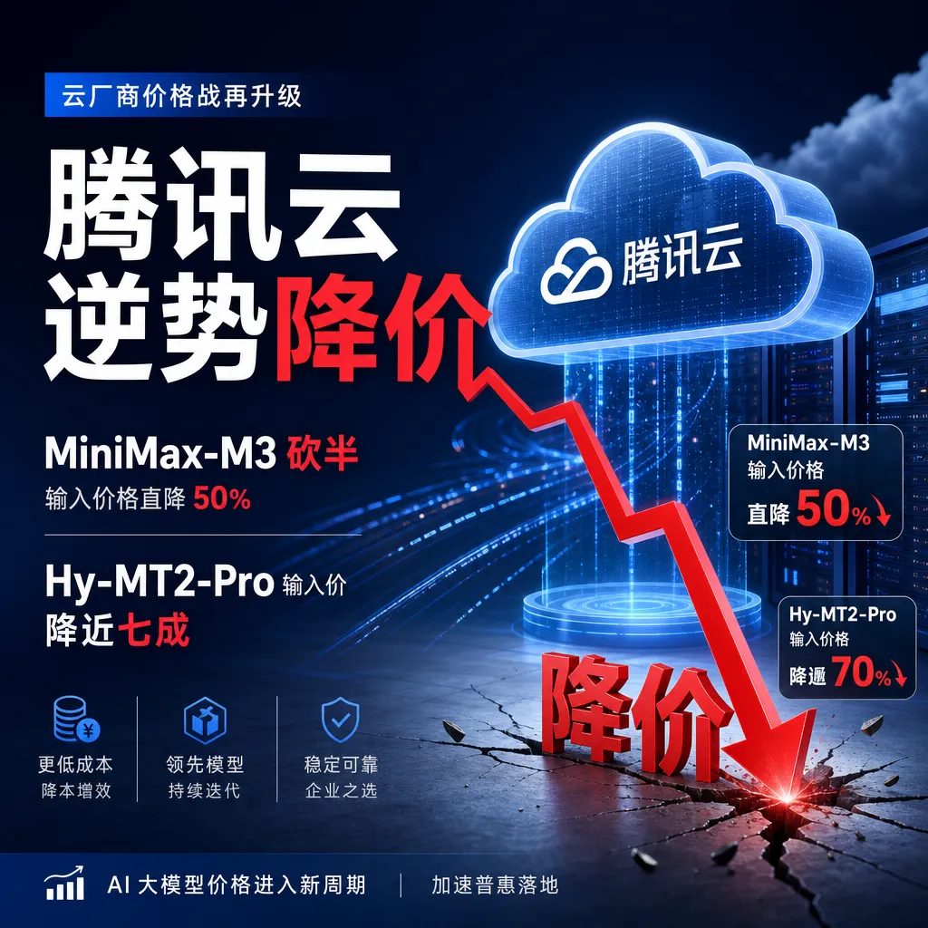 腾讯云逆势降价:MiniMax-M3 砍半,Hy-MT2-Pro 输入价降近七成