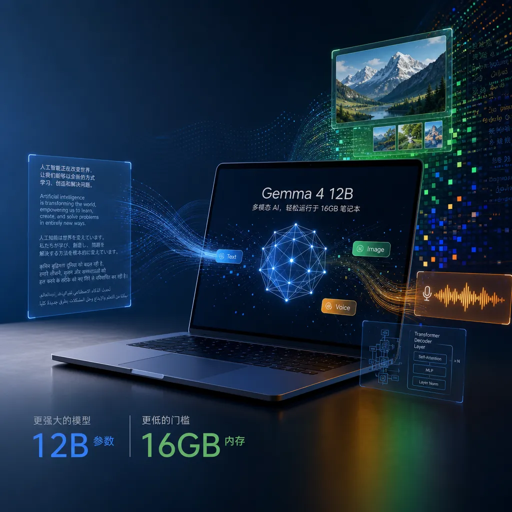 谷歌甩出 Gemma 4 12B:把多模态塞进 16GB 笔记本
