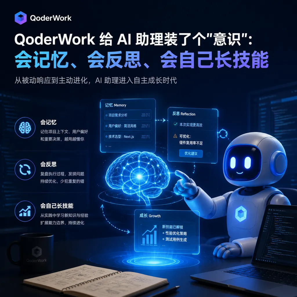 QoderWork 给 AI 助理装了个"意识":会记忆、会反思、会自己长技能
