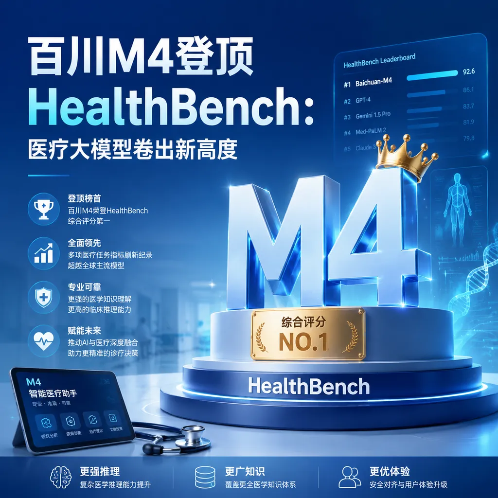 百川M4登顶HealthBench:医疗大模型卷出新高度