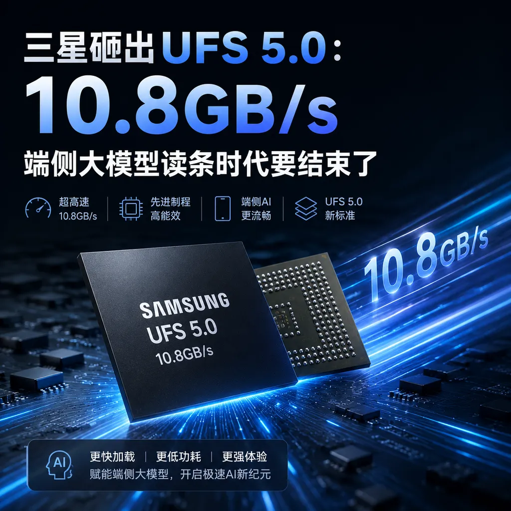 三星砸出UFS 5.0:10.8GB/s,端侧大模型读条时代要结束了
