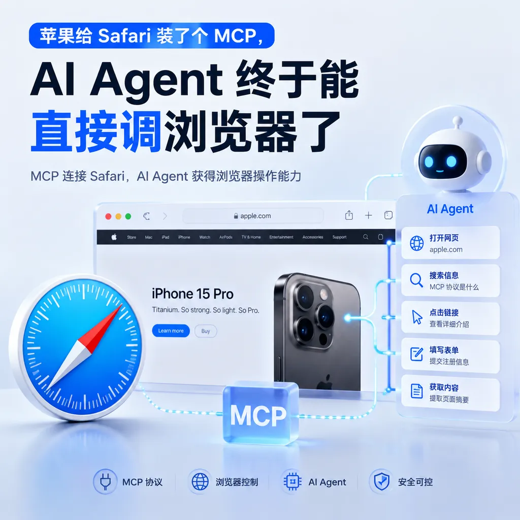 苹果给 Safari 装了个 MCP,AI Agent 终于能直接调浏览器了