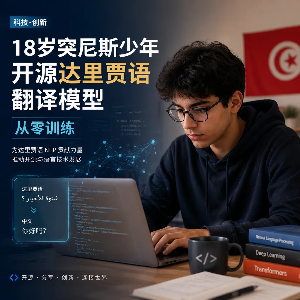 18岁突尼斯少年开源达里贾语翻译模型,从零训练