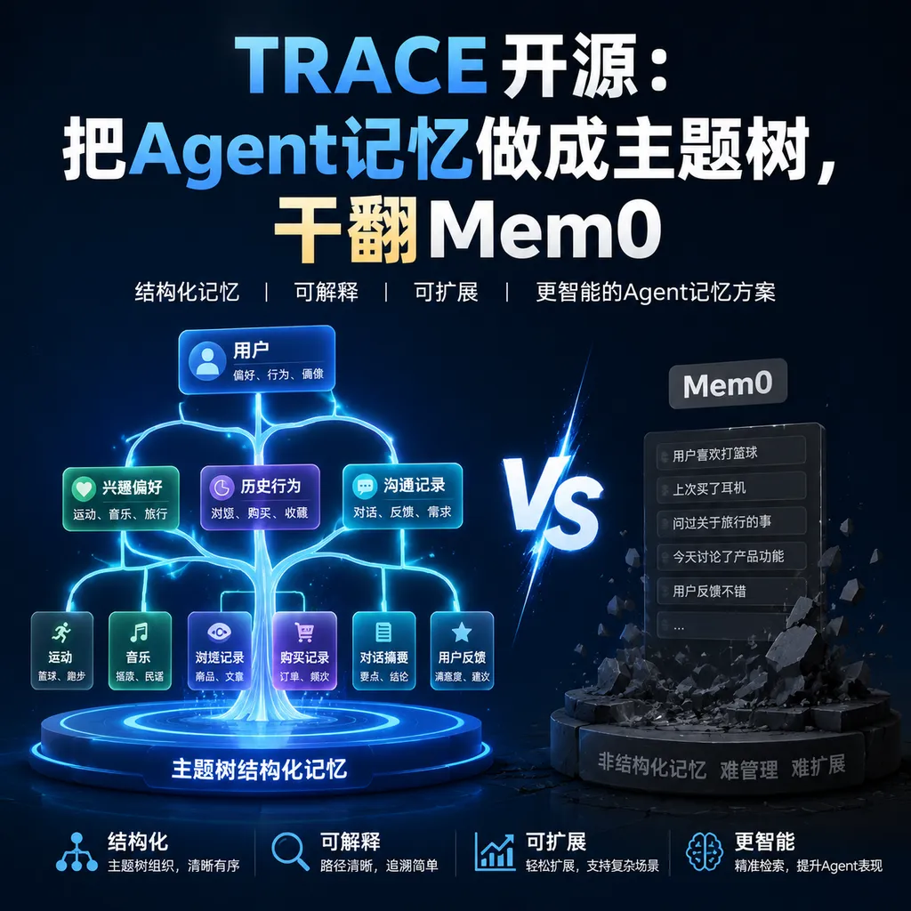 TRACE开源:把Agent记忆做成主题树,干翻Mem0