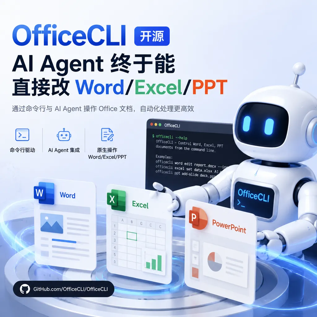 OfficeCLI 开源:AI Agent 终于能直接改 Word/Excel/PPT