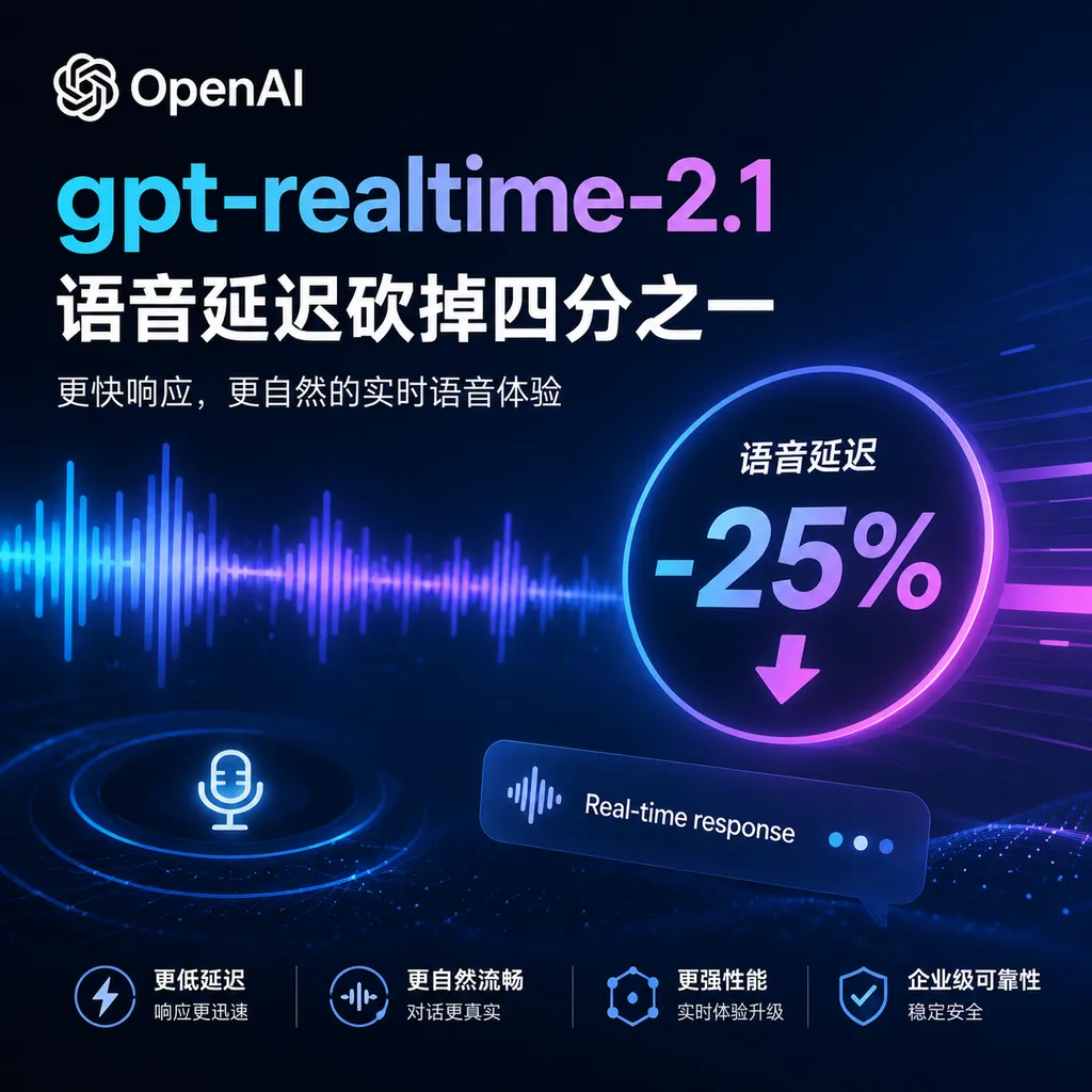 OpenAI 甩出 gpt-realtime-2.1:语音延迟砍掉四分之一