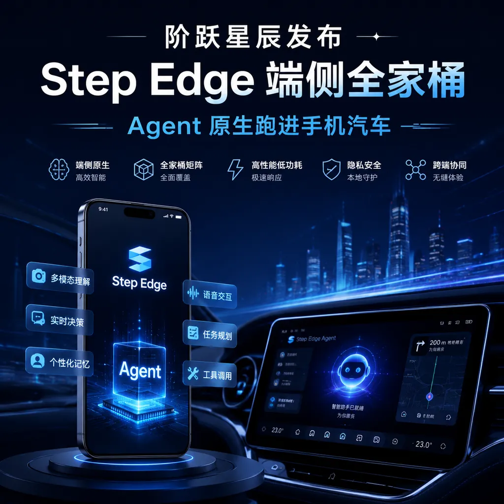 阶跃星辰发布 Step Edge 端侧全家桶:Agent 原生跑进手机汽车