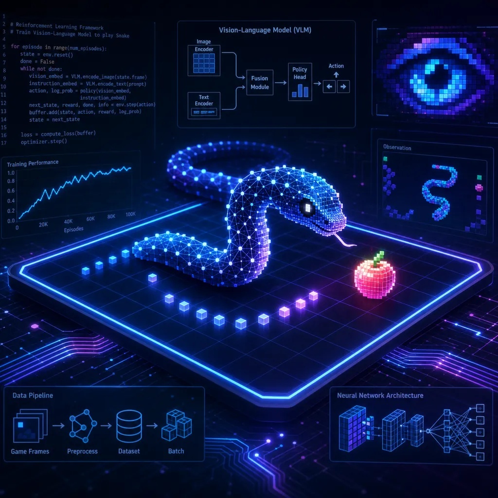 Someone developed a framework and trained a VLM from scratch that can play Snake.