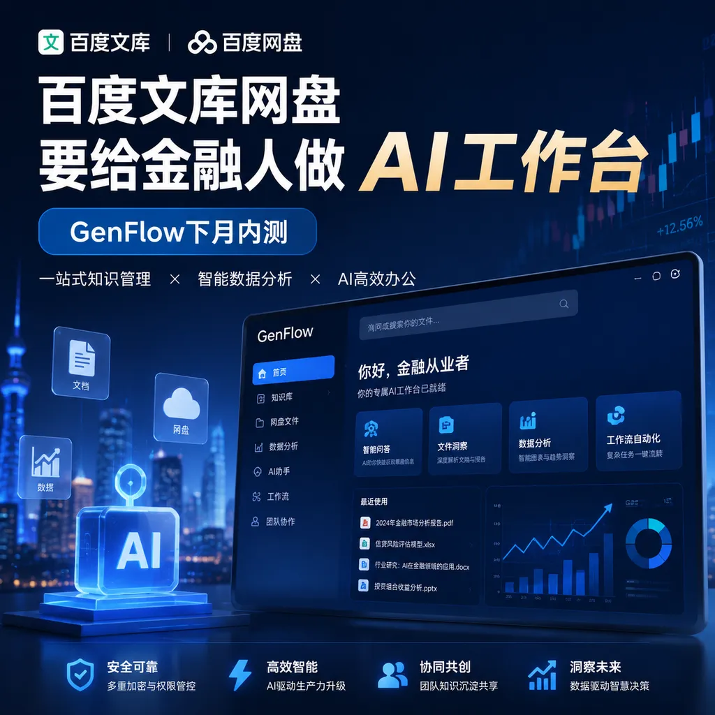 Baidu Wenku Cloud will provide financial professionals with an AI workstation; GenFlow will begin internal testing next month.