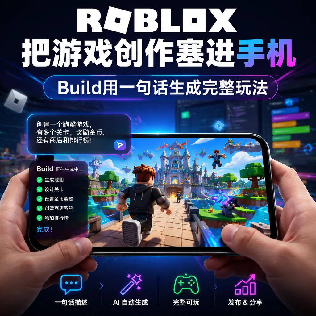 Roblox puts game creation into your phone: Build generates complete gameplay with a single sentence.