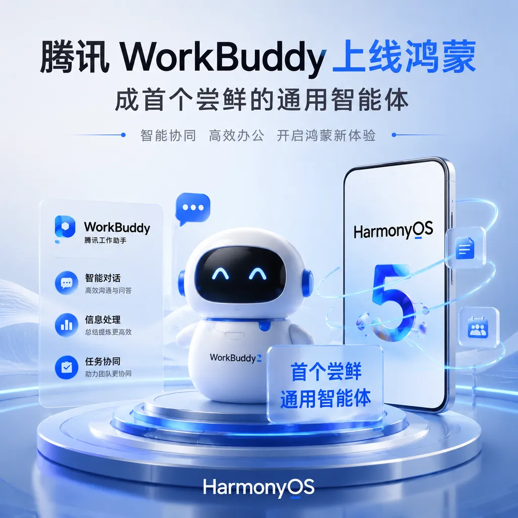 Tencent WorkBuddy launches on HarmonyOS, becoming the first general-purpose AI assistant to debut on the platform.