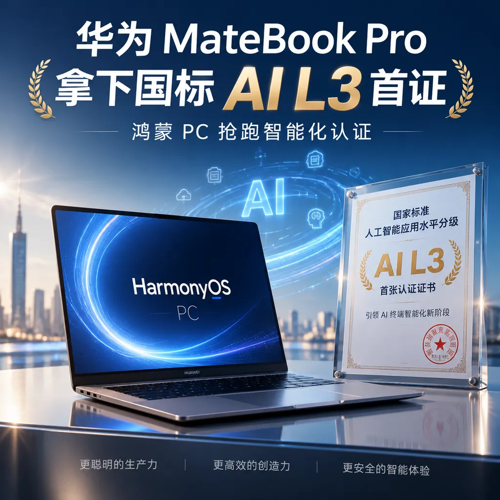 Huawei MateBook Pro Obtains the First National Standard AI L3 Certification, HarmonyOS PC Takes the Lead in Intelligence Accreditation
