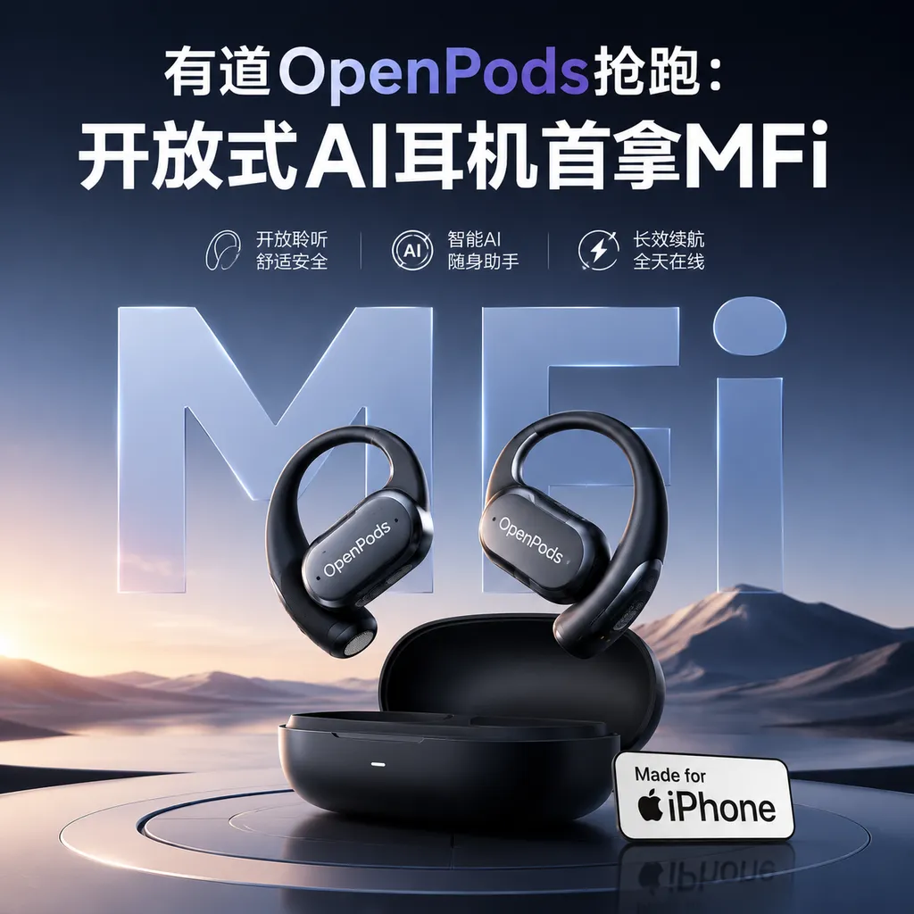 Youdao OpenPods take the lead: The first open-style AI earbuds to obtain MFi certification