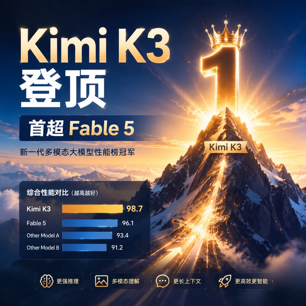 Kimi K3登顶,首超Fable 5
