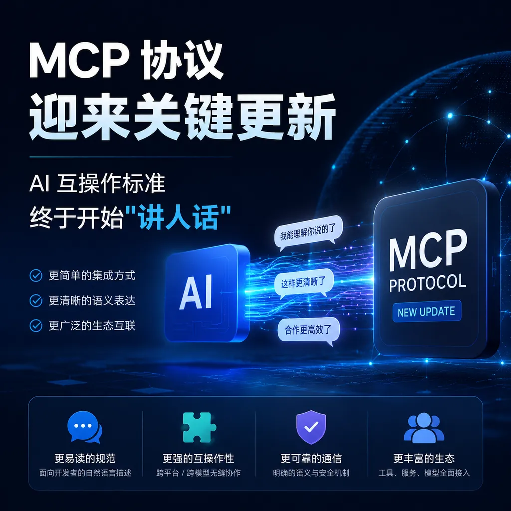 The MCP protocol receives a key update — AI interoperability standards are finally starting to "speak human language."