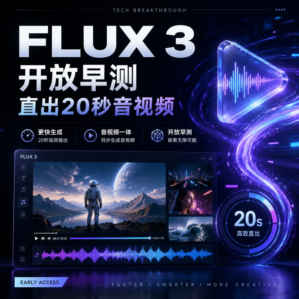 FLUX 3开放早测,直出20秒音视频