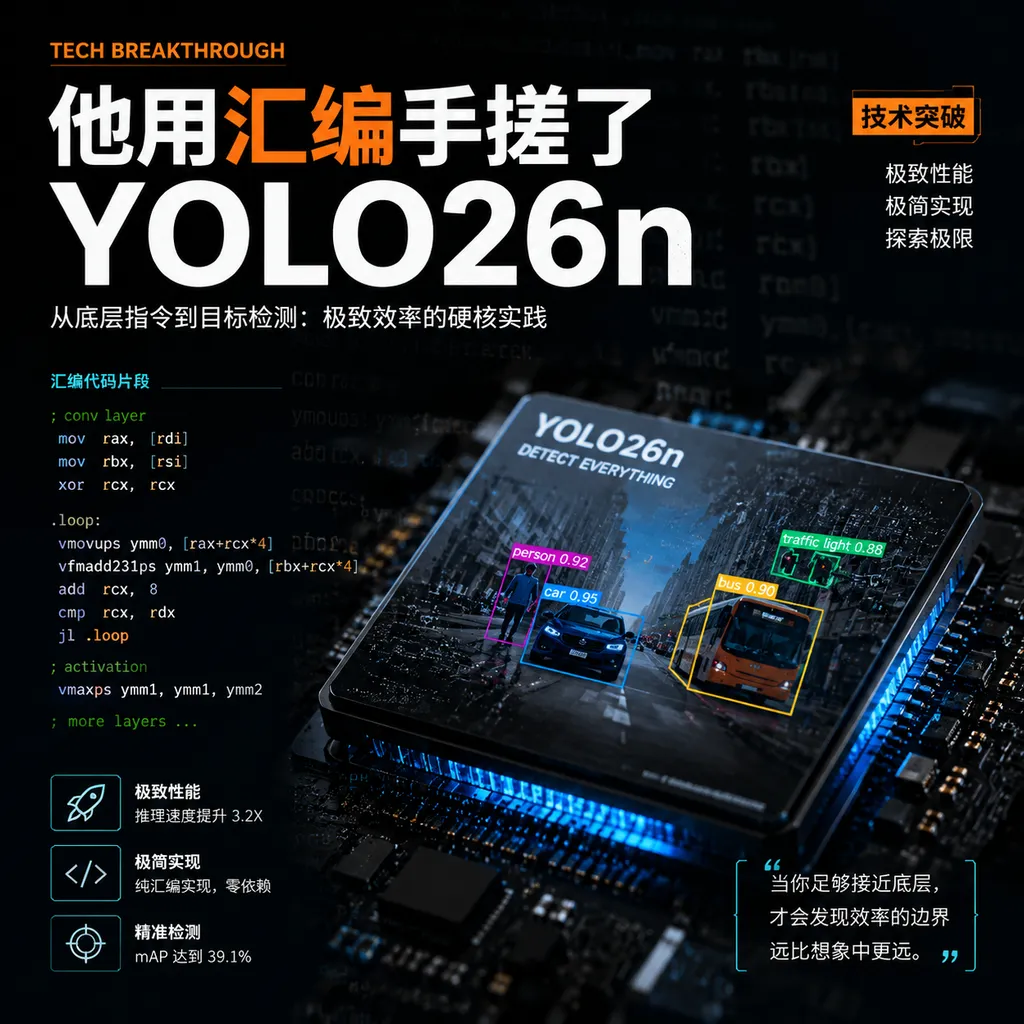 He hand-coded YOLO26n in assembly.