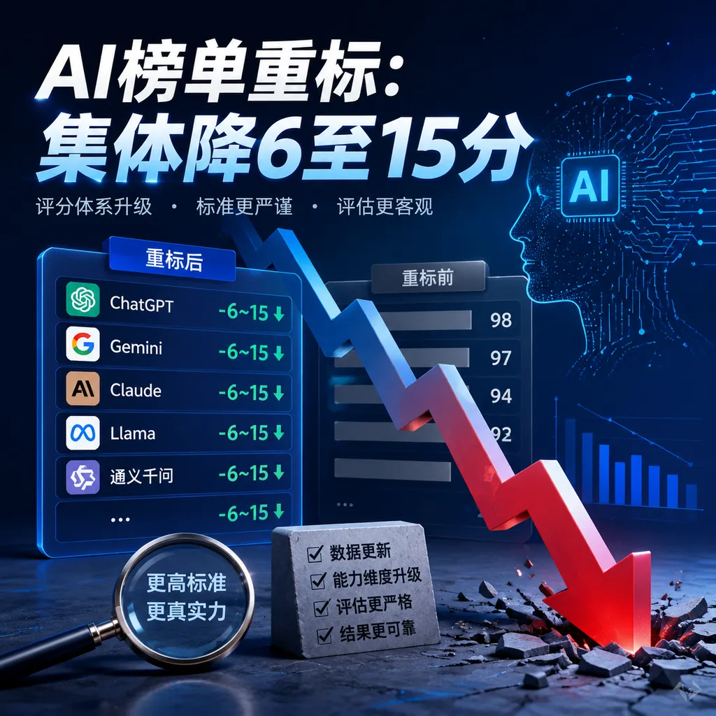 AI榜单重标:集体降6至15分