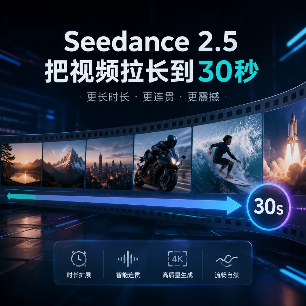Extend the video to 30 seconds with Seedance 2.5