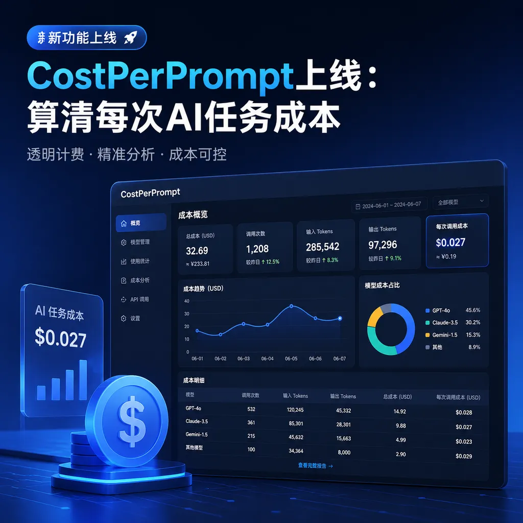 CostPerPrompt上线:算清每次AI任务成本
