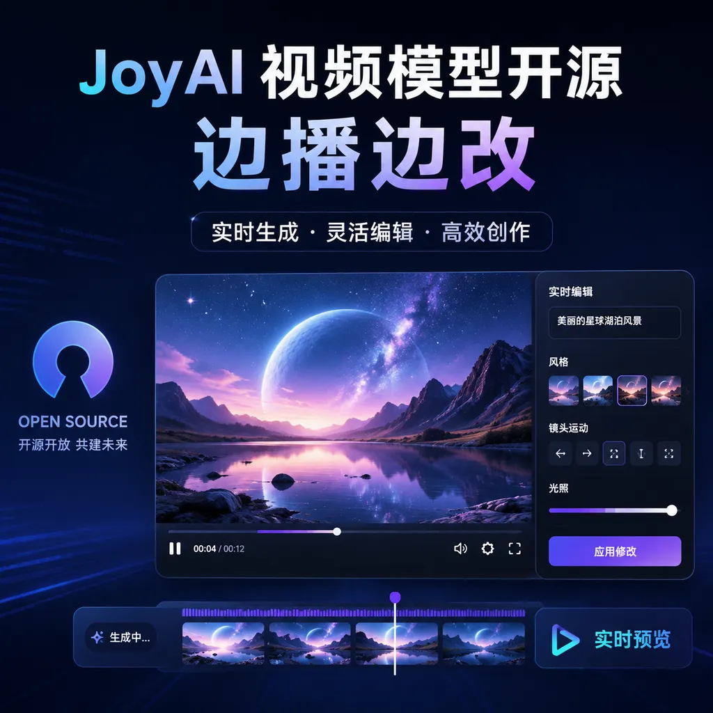 JoyAI视频模型开源:边播边改