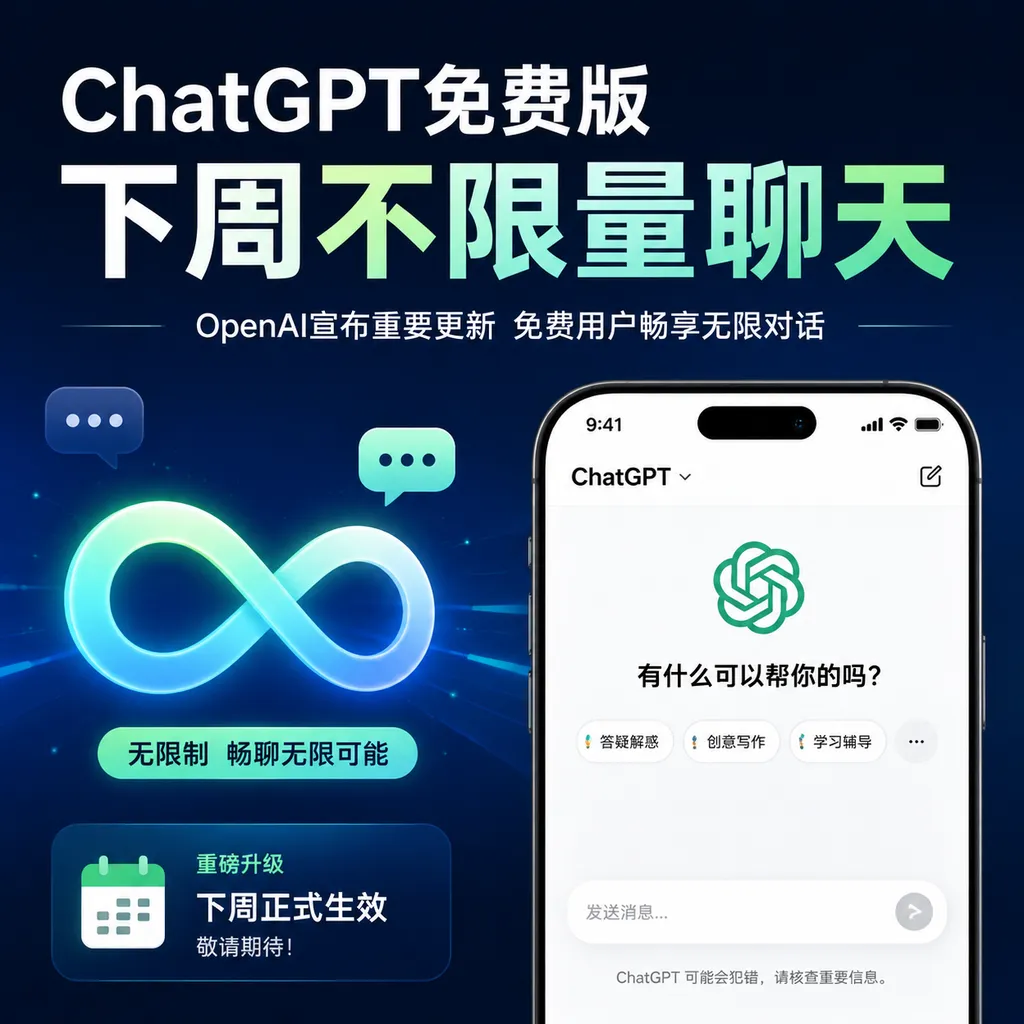 ChatGPT免费版下周不限量聊天