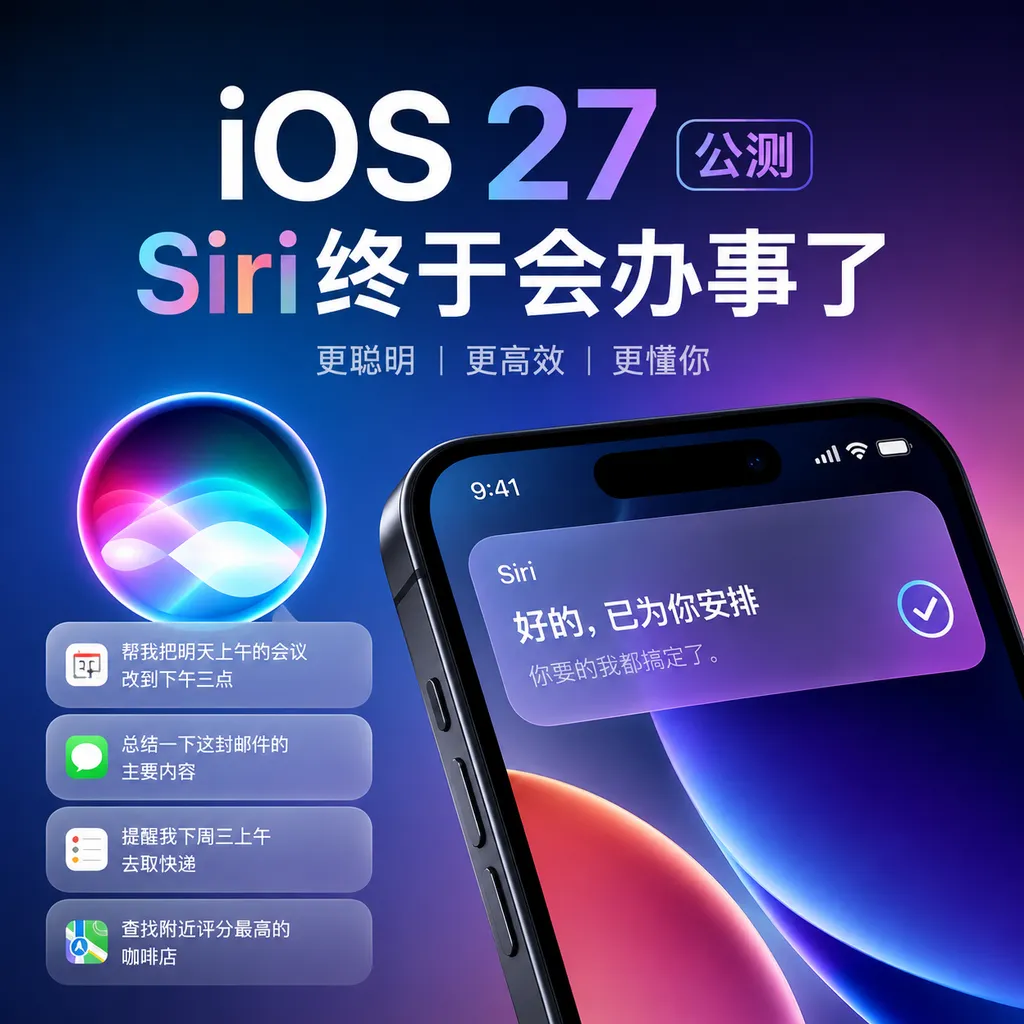 iOS 27公测:Siri终于会办事了