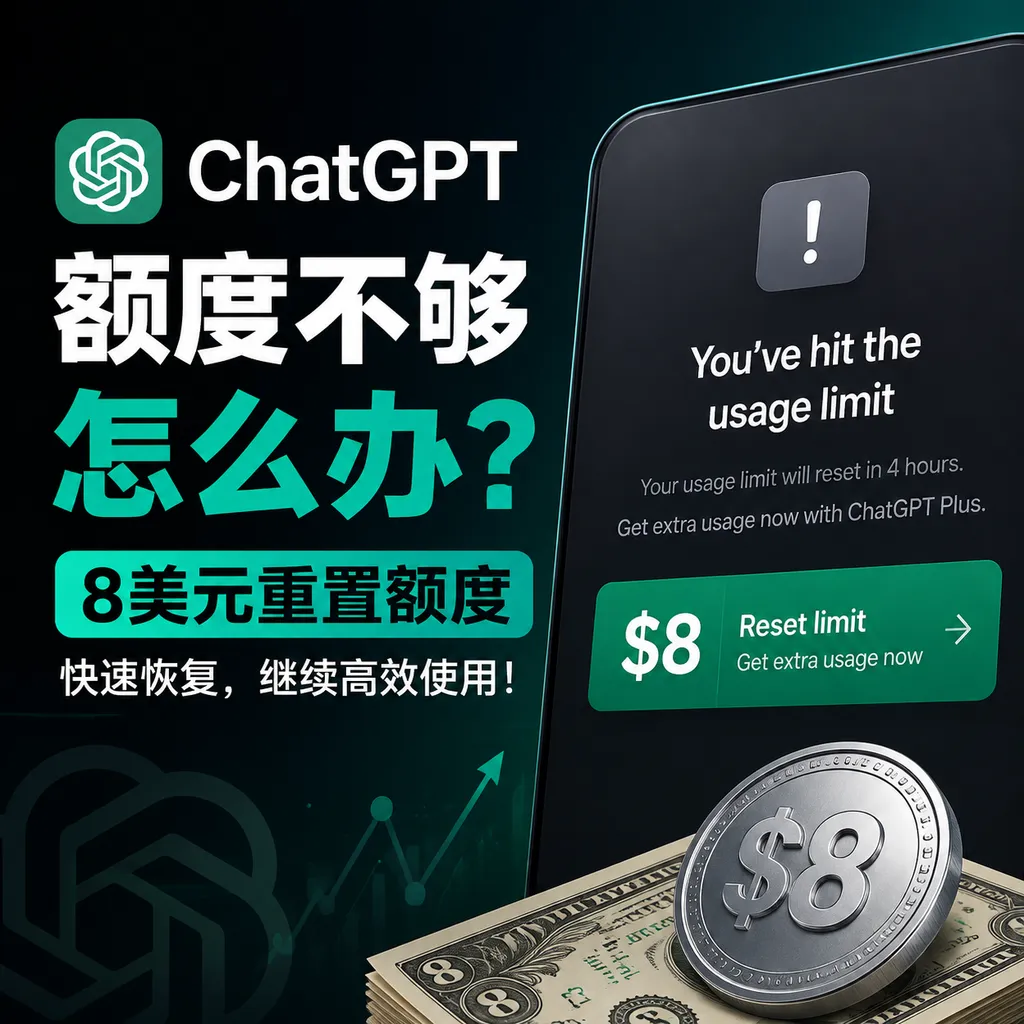 ChatGPT额度不够,8美元重置