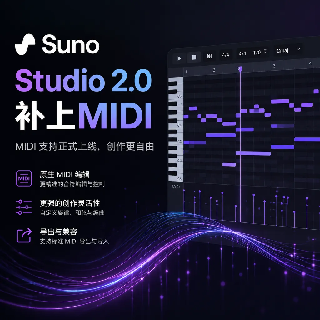 Suno Studio 2.0补上MIDI