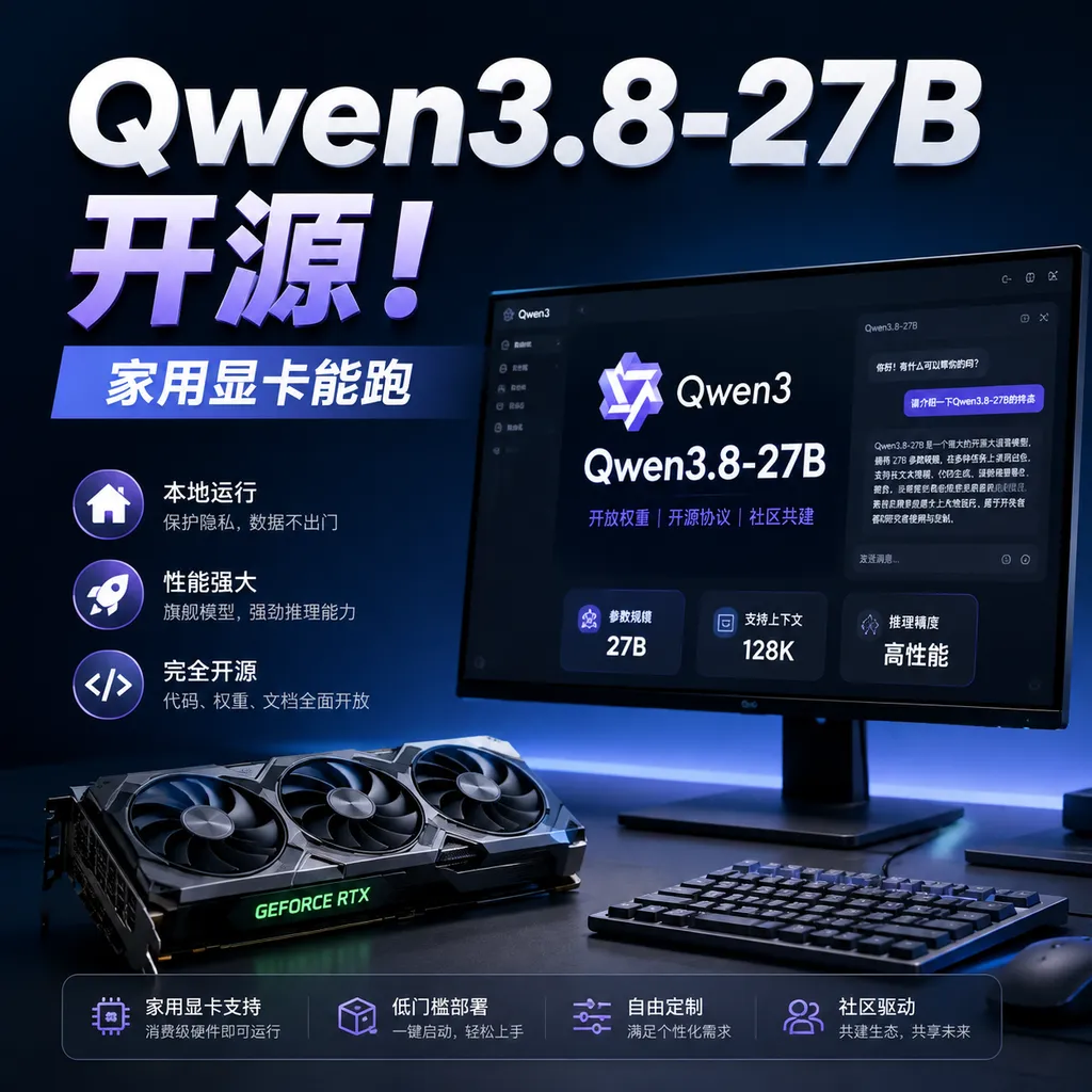 Qwen3.8-27B Goes Open Source, Runs on Consumer GPUs