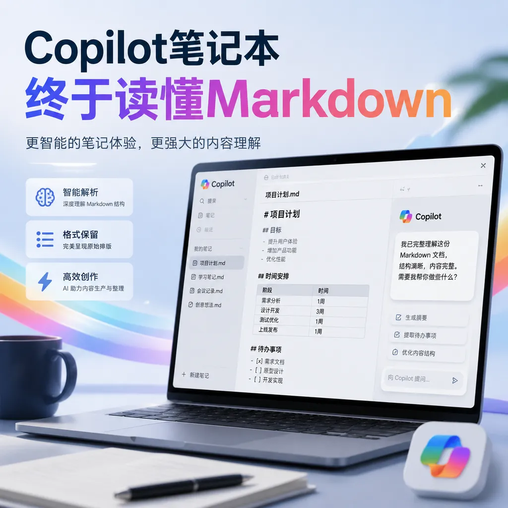 Copilot笔记本终于读懂Markdown