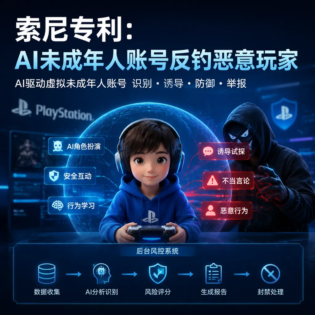 索尼专利:AI未成年人账号反钓恶意玩家