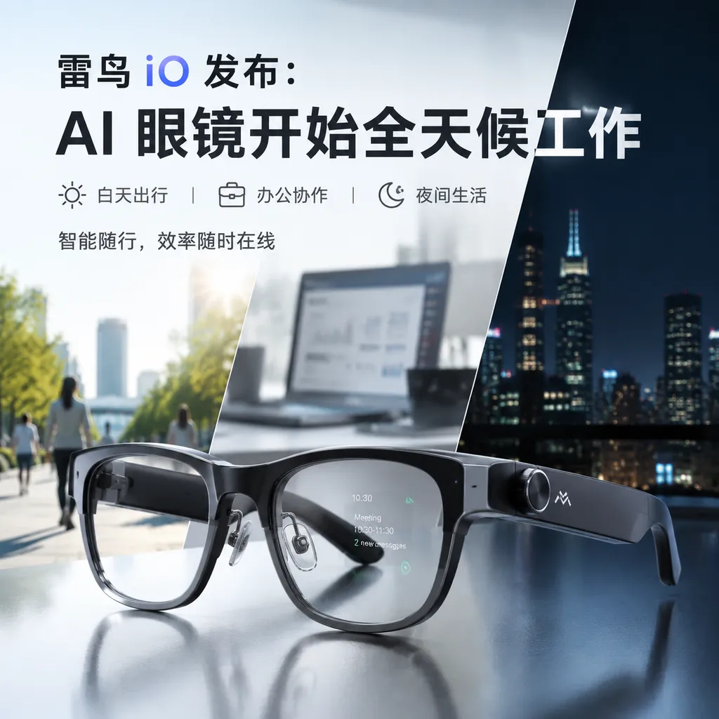 雷鸟 iO 发布:AI 眼镜开始全天候工作