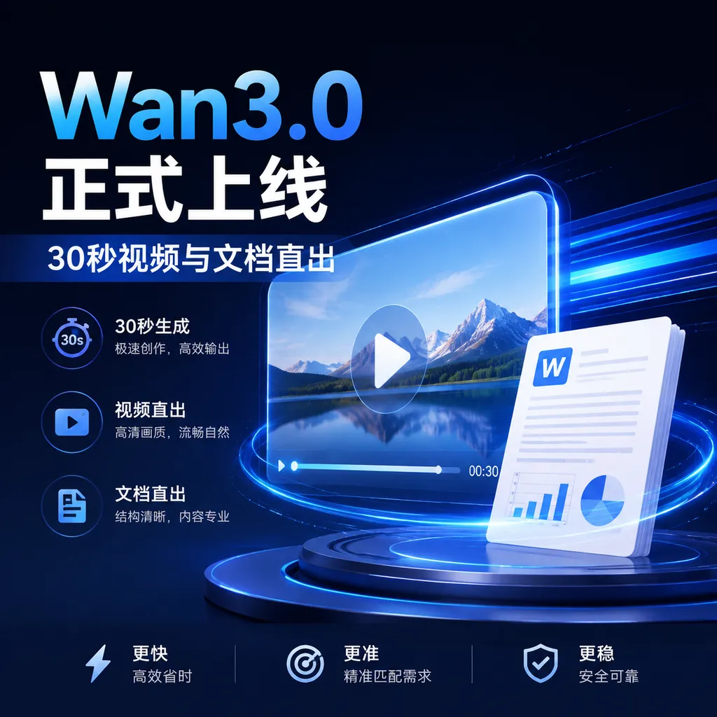 Wan 3.0 Is Live: Generate 30-Second Videos and Documents Directly